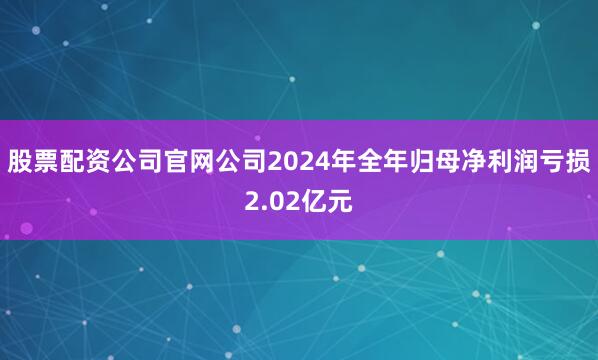 股票配资公司官网公司2024年全年归母净利润亏损2.02亿元